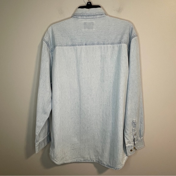 Light Blue Hidden Cat Embroidered Collar Long Sleeve Button Down Shirt - Picture 5 of 5